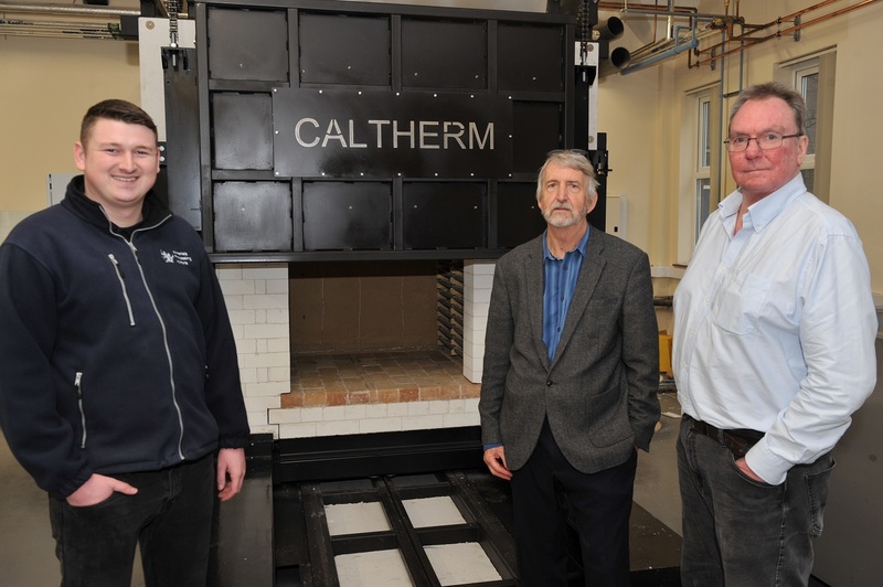 Josh Chuter, Senior Researcher, Peter Barnard, Principal Researcher, and John Fernie, Chief Materials Scientist, with the Institute’s new £70,000 bogie hearth furnace which is capable of efficiently heating materials up to temperatures of 1200°C