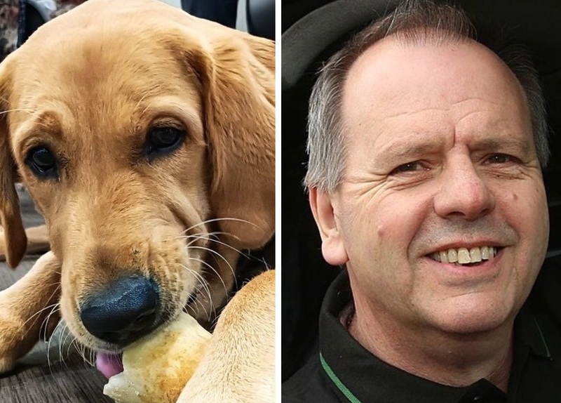 Trainee Guide Dogs pup Ralph and Dave Simmonds of Ovenu Rugby