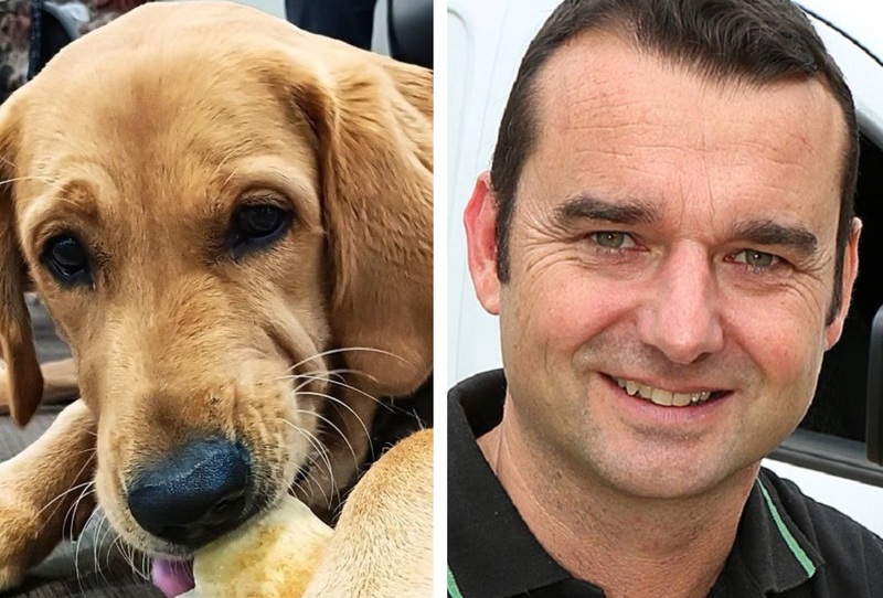 Trainee Guide Dogs pup Ralph and Dave Manning of Ovenu Bristol East