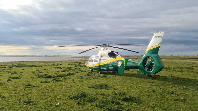GNAAS Helicopter landing on Holy Island 