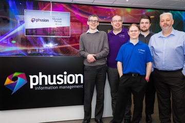 Phusion IM’s IT team, which has secured its enhanced partnership with Microsoft (left to right) Peter Hall, Matthew Wright, Chris Hughes, Kieran Burrell and Iain Harrison