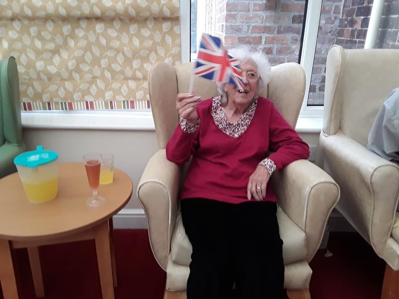 A resident enjoying the Proms party