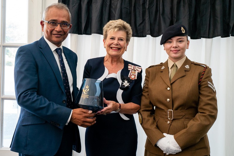 From left to right, Arnab Basu, Lord-Lieutenant Sue Snowdon and the Lord-Lieutenant cadet
