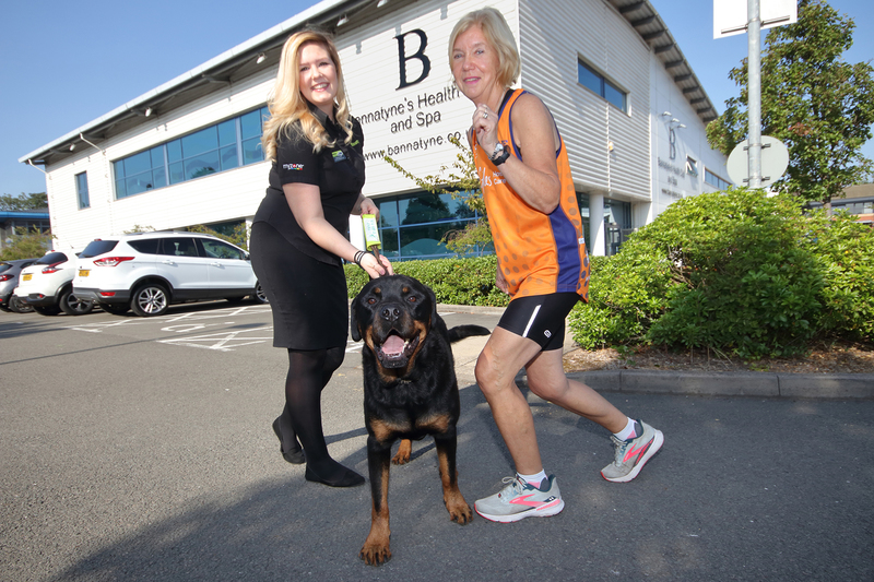 Bannatyne Tamworth Marketing &Sales Manager, Hope Howden, with Myson the dog and his owner, Jane Gibson