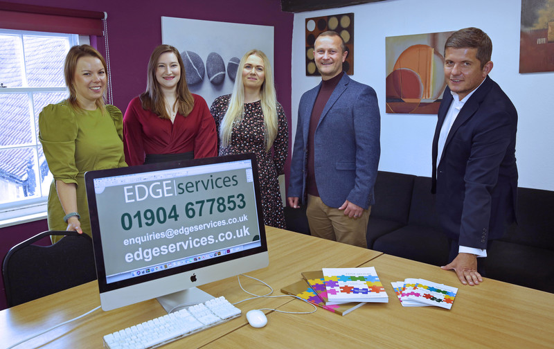  Ruth Hewitt, Bethany Patchett, Nikki Judson and Craig Haley from Edge Services with David Wilson from Clive Owen LLP.