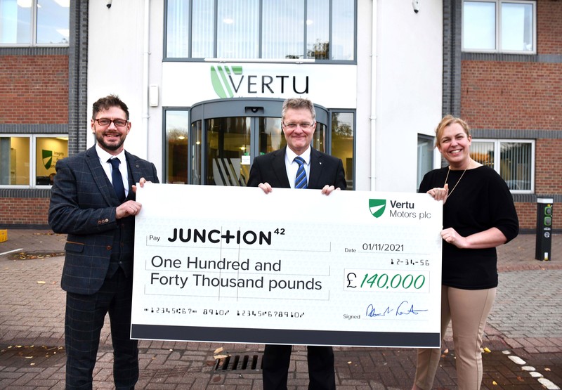 L-R Rob Douglas Operations Manager of Junction 42, Robert Forester Chief Executive of Vertu Motors plc and Joanne O'Connor Director of Junction 42