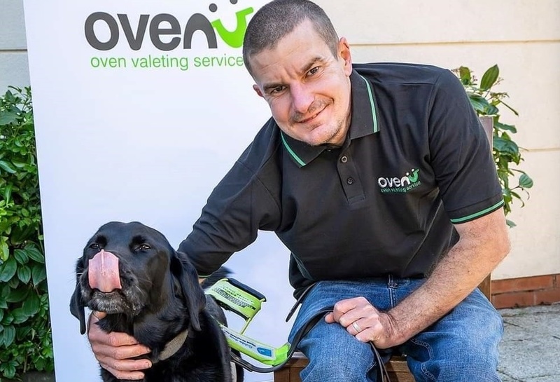 Sam Eveling of Ovenu Grantham with guide dog Yoko
