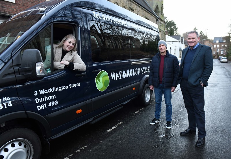 Waddington Street Centre manager Ali Lee, centre assistant manager Steve Wakefield and Allan Cook from Arlington Real Estate with the new minibus