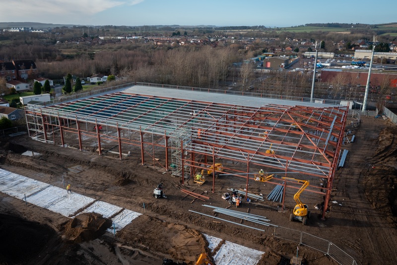 The steelwork on the three main retail units at North Durham Retail Park is complete