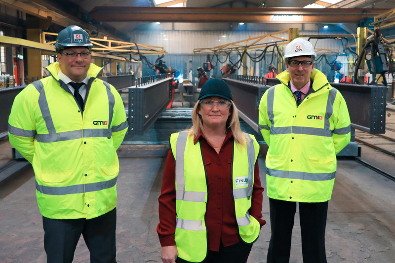 L-R: GMI’s CEO Lee Powell with Julie Raistrick and Gary Oates at Finley Structures’ Newton Aycliffe site