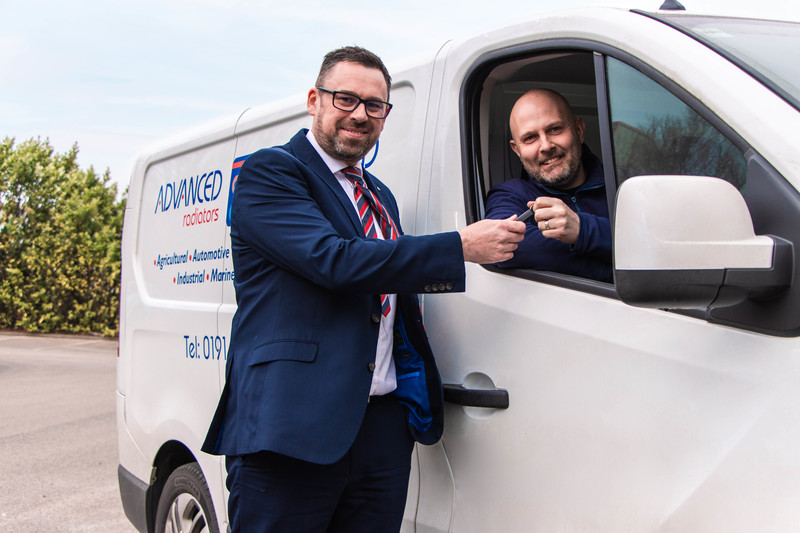 Left to right: Kevin Parkinson General Manager Nissan Division handing over keys to Mark Riches, Managing Director of Advanced Radiators