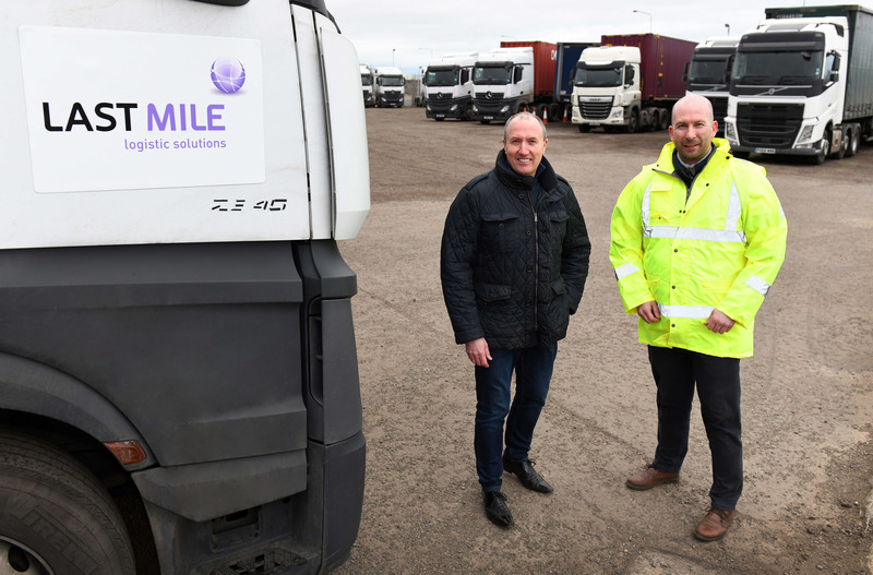 Wilton CEO Bill Scott OBE (left) with Last Mile Logistics’ transport director Paul Lambert (right)