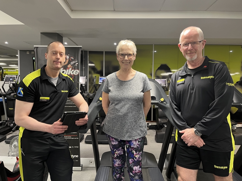 Left to right: Ben Williams personal trainer, Joy Kirk and Bill Kirkwood fitness instructor 