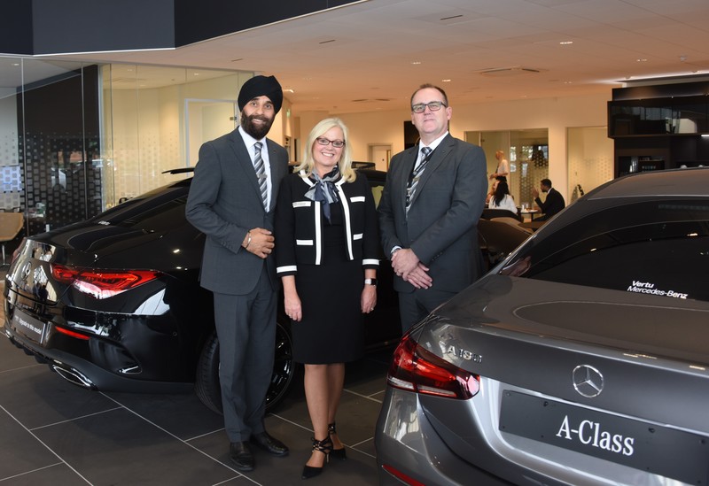 Raj Virdee, Head of Business Vertu Slough Mercedes-Benz with Tanya Hales and Phillip James from the dealership