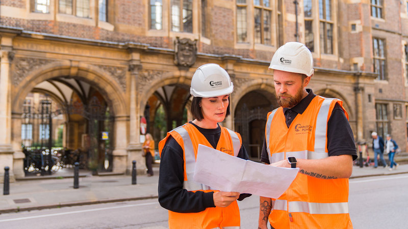 left to right - Sophie Jupp (Maintech Key Account Manager) and Gary Edgar (Maintech Project Engineer) on site at Cambridge University   Editors’ Notes: