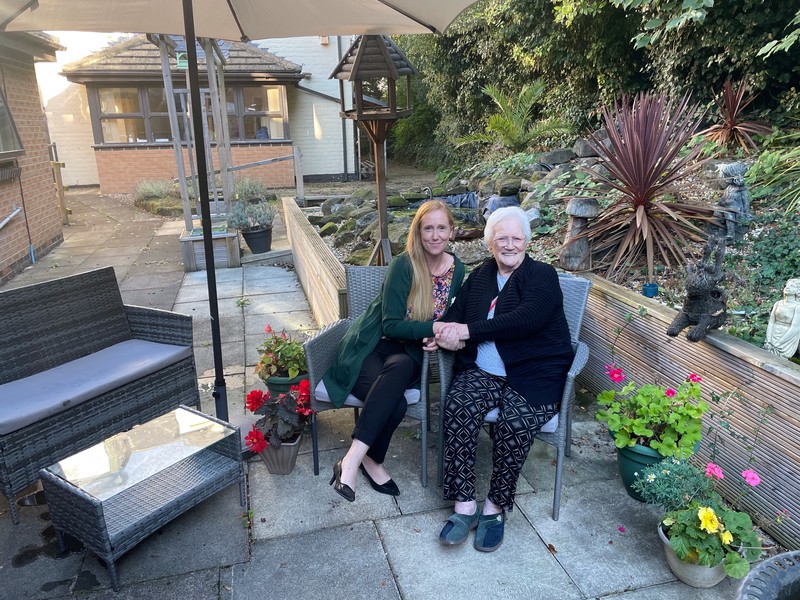 Betty Hughes (resident) with home manager Caroline Bowstead 