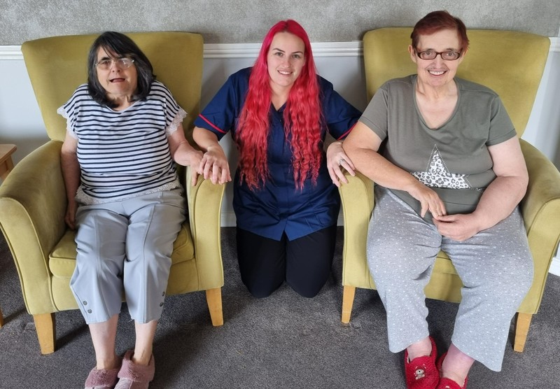Home manager Kayleigh Solomon (centre) with residents Eileen Moses and Carole Turnbull