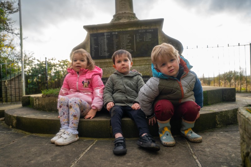 Mille, Sam and Raffety from Rosedene at the Egglescliffe War Memorial