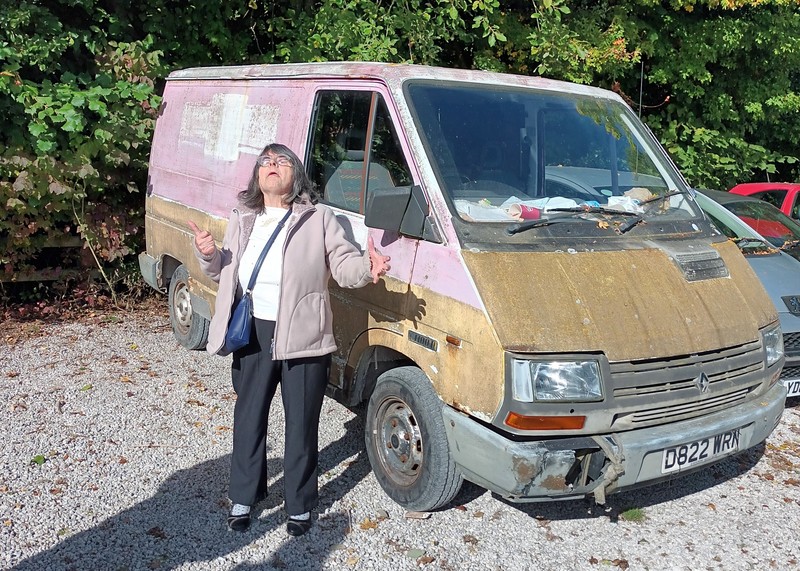 Eileen Moses with the Dingle's van