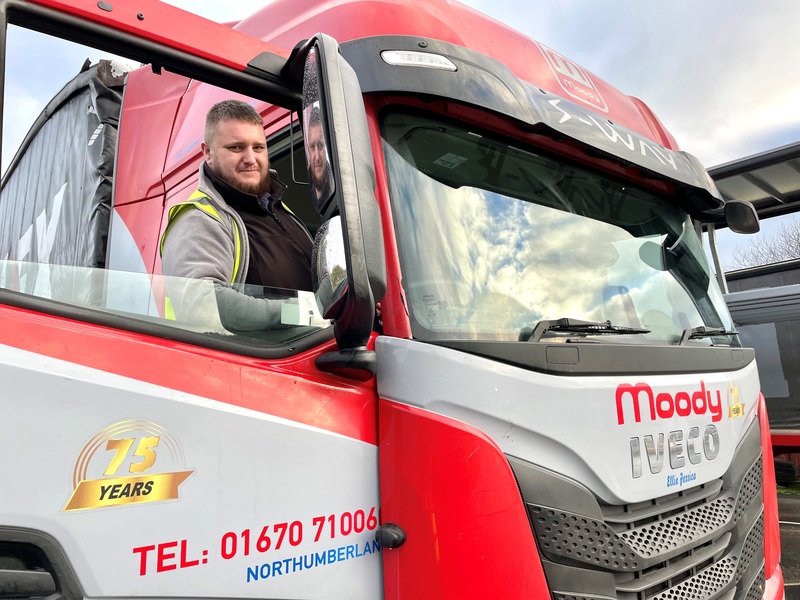 Steven Cartwright at the wheel of one of Moody Logistic’s new Iveco S-Way HGVs