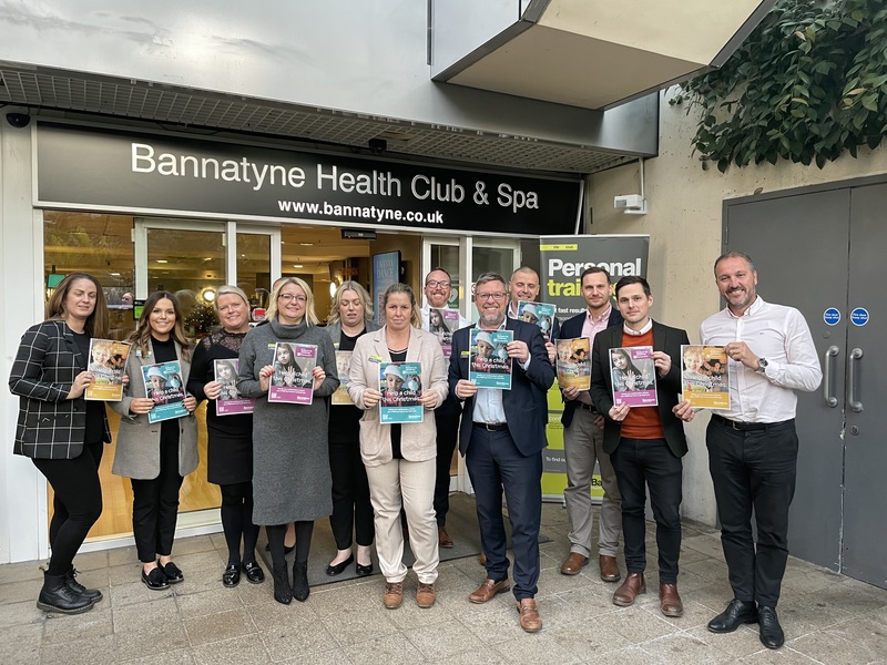 3rd from right Ben Clowes, general manager at the Bannatyne health club Banbury with Bannatyne colleagues