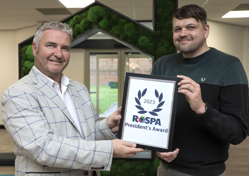 Beyond Housing Health & Safety Manager Paul Smith (left) and Senior Health & Safety Advisor Andy Roebuck (right) celebrate the recently won RoSPA President's Award