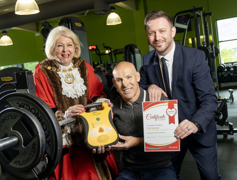 Cllr Mrs Marilyn Westley, West Lancs Mayor, Stephen Ager and Phill Nuttall, general manager at the Bannatyne Health Club Skelmersdale