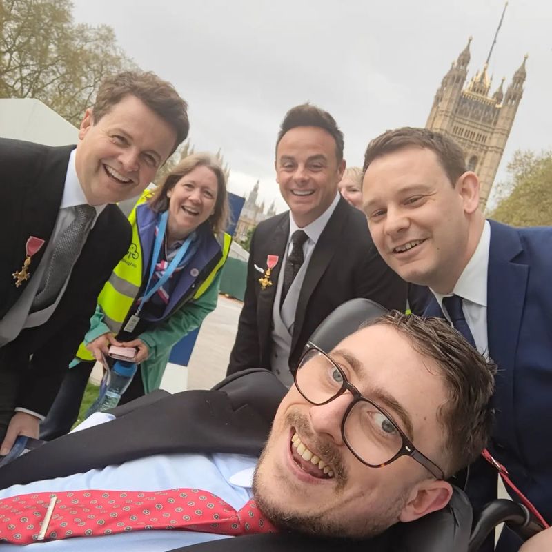 Josh front meets Ant and Dec outside Westminster Abbey 