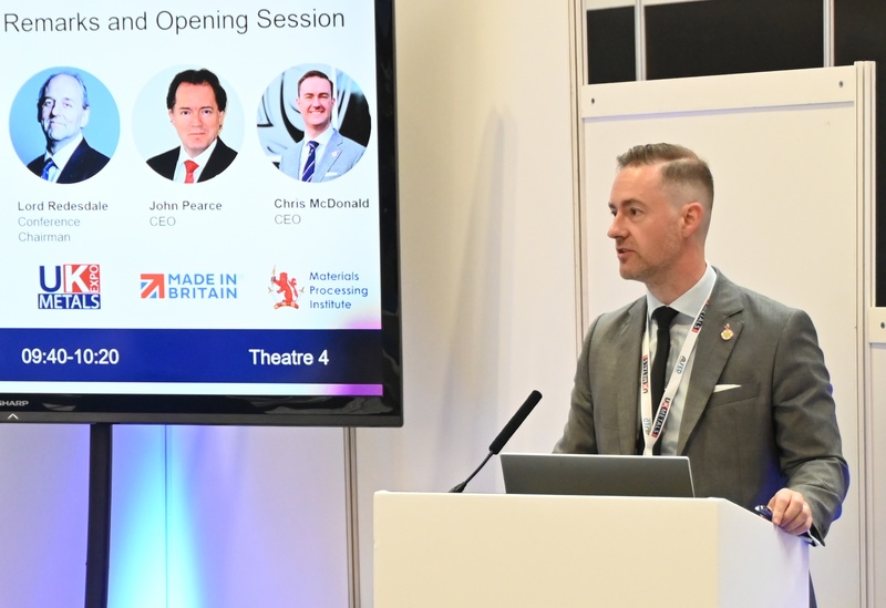Chris McDonald, CEO of the Materials Processing Institute, speaking at the 2022 UK Metals Expo