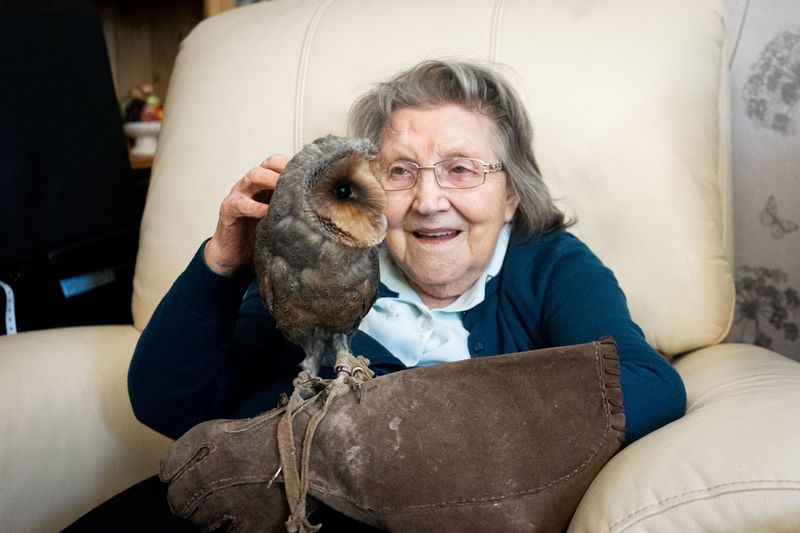 Resident Janet enjoys the owl visit