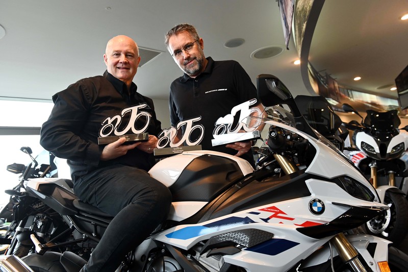 Mark Exley, General Manager of Vertu Sunderland BMW Motorrad, with BMW's Phil Thornton