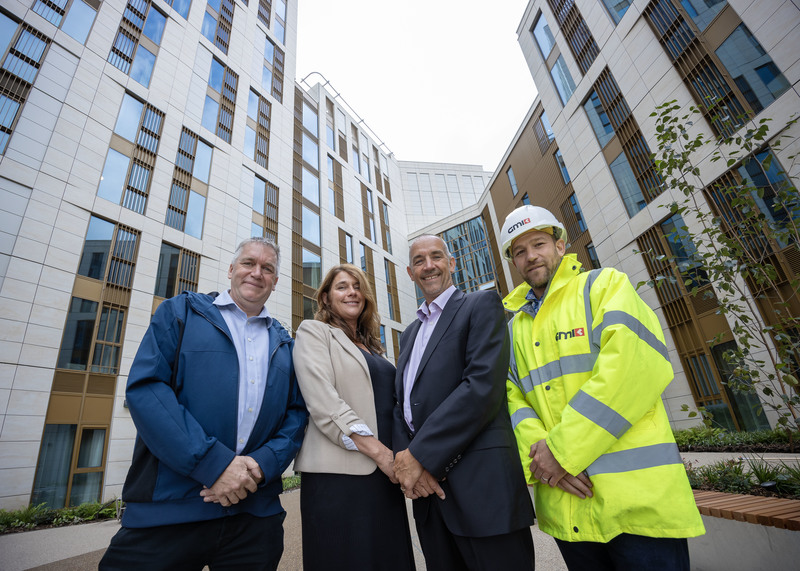  left to right, Pickard Properties directors Miles Pickard, Catherine Coleman and Simon Pickard with Martin Watson, construction director at GMI