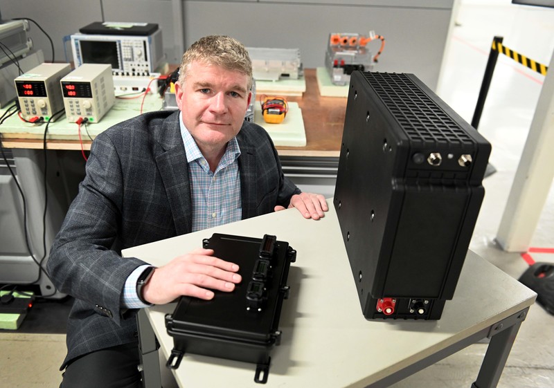 Mark Cox, general manager of Turntide's transport business unit with the new Turntide Lithium-ion NMC Battery Pack