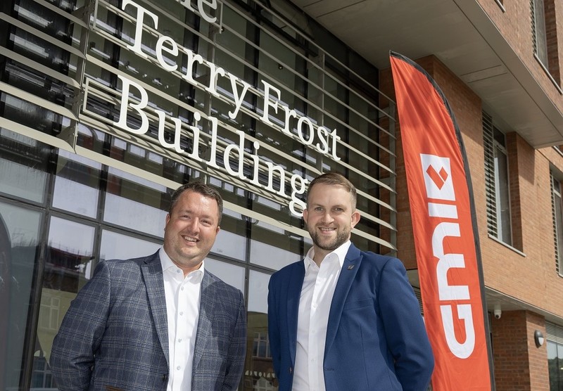Patrick Kettlewell (left) and Ed Weston outside The Terry Frost Building in Leeds, a 411-bed student accommodation that GMI recently completed for Alumno