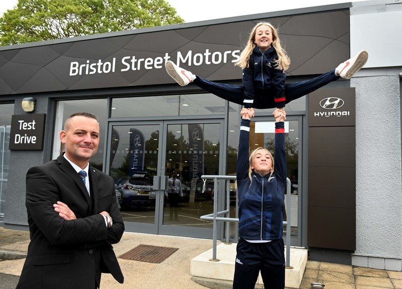 Craig Smith, General Manager at Bristol Street Motors Sunderland Hyundai, with Keira Redford (bottom) and her competition partner Jessica Hodgeson