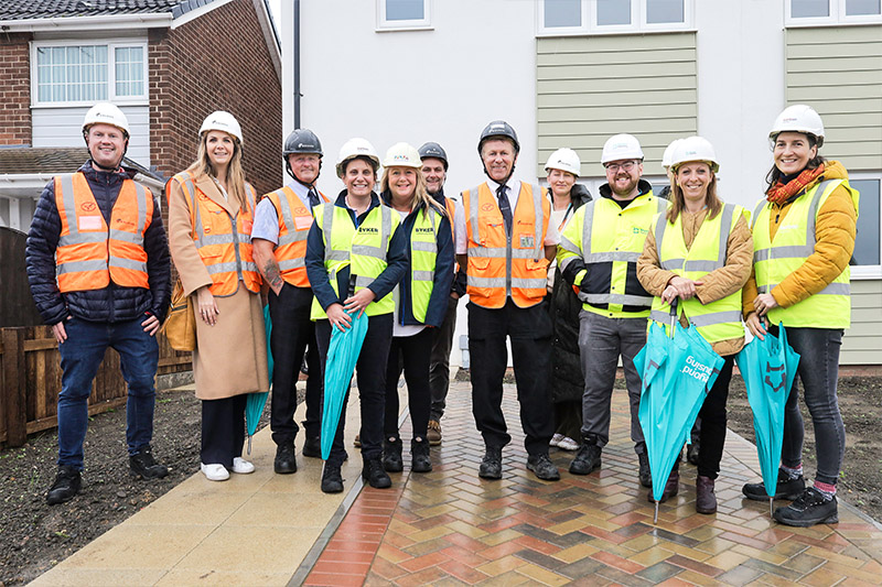 Beyond Housing and Equans colleagues pictured with representatives from Karbon Homes and Byker Community Trust during their tour of the Church Lane North regeneration site