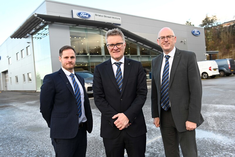 Chris Stewart, General Manager of Bristol Street Motors Newcastle Ford, Robert Forrester, Chief Executive of Vertu Motors, and Ian Harrison, Vertu Motors Operations Director Ford Division