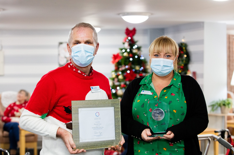 Richard Dobinson and home manager Julie Roper with last year's award
