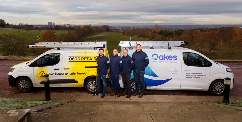 Jason Oakes (right) with the team from the new office in Scotland. 