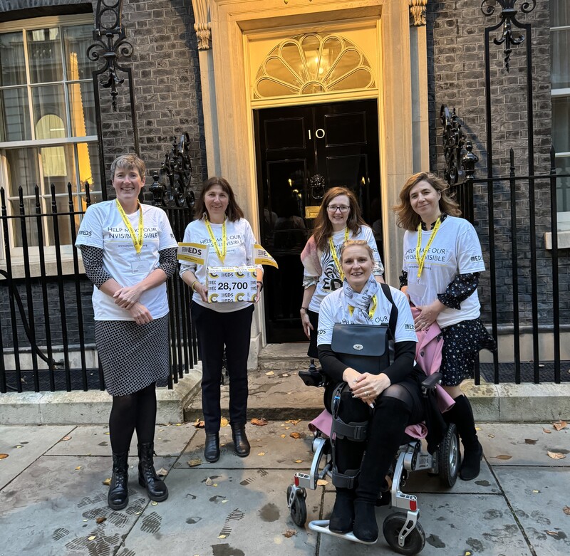 Fran Heley (second left) and some of the EDSUk charity team outside No 10