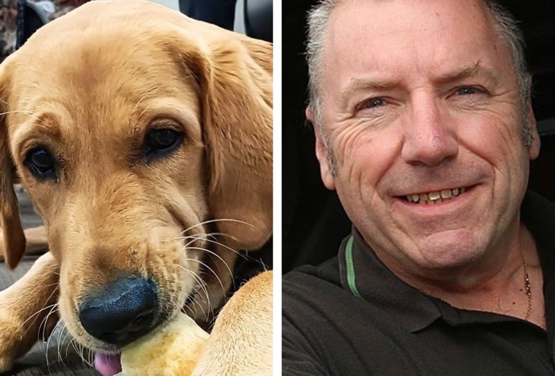 Trainee Guide Dogs pup Ralph and Derek Lancaster of Ovenu Darlington