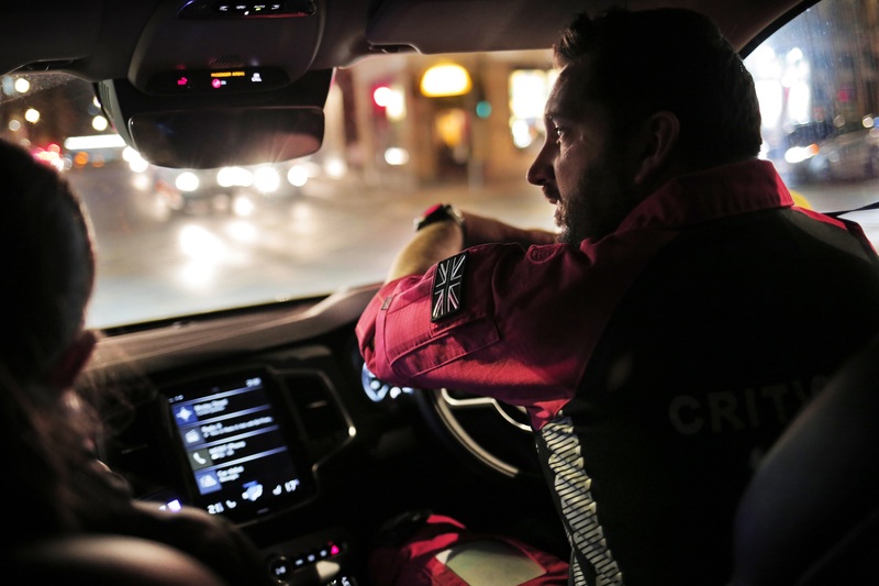 Paramedic Goron Ingram during a night shift
