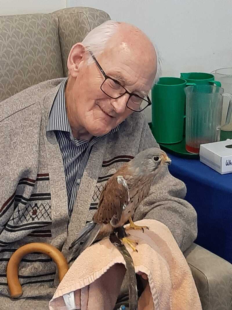 Resident Jim Blackford with one of the birds