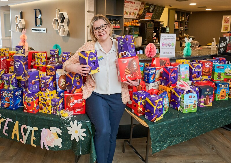 Fiona McNorton, general manager at the Bannatyne Health Club & Spa Dunfermline with some of the Easter eggs donated