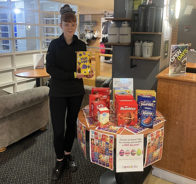 Niamh Kennedy shows off some of the donated Easter eggs