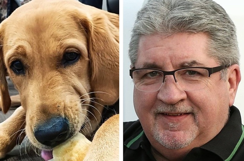 Trainee Guide Dogs pup Ralph and Pat Kelly of Ovenu Tameside