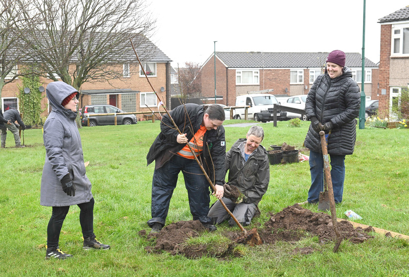 Beyond Housing Community Partnership & Engagement Manager Rachael Crooks (left) pictured with other partners during the planting session.