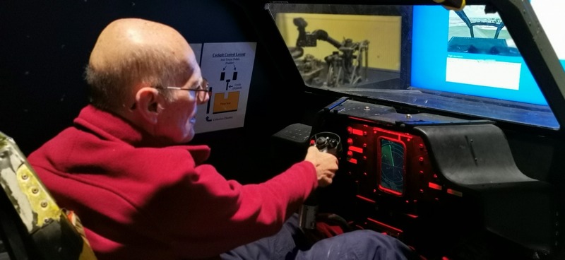 Terry Holdsworth in the cockpit of a simulator