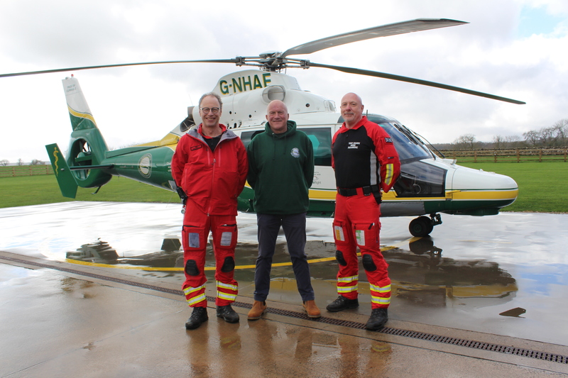 Dr Theo Weston MBE, Jim Hutchinson, paramedic Terry Sharpe 